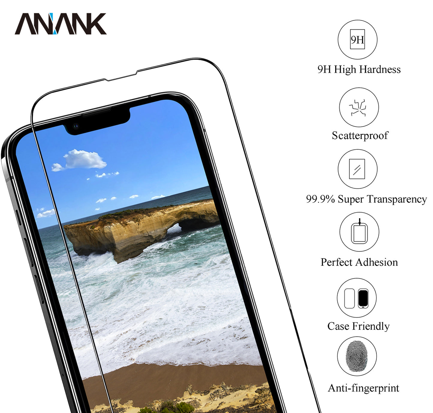 652432-Anank iPhone 13 2.5D Reinforced Edge Glass, Ey