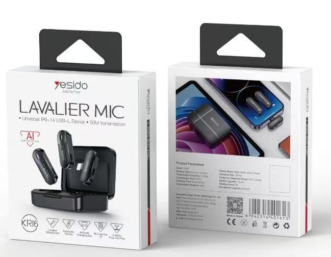 Yesido KR16 Lavalier Mic X2 Universal for iP16-14 Lightning Equipment