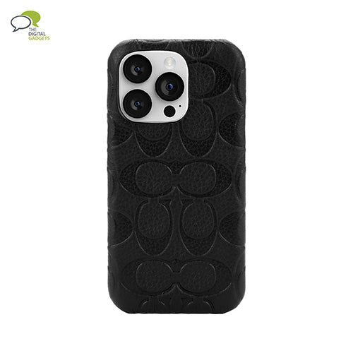 Coach iPhone 13 Leather Slim Wrap, Black Emboss Signature C Pebbled Leather