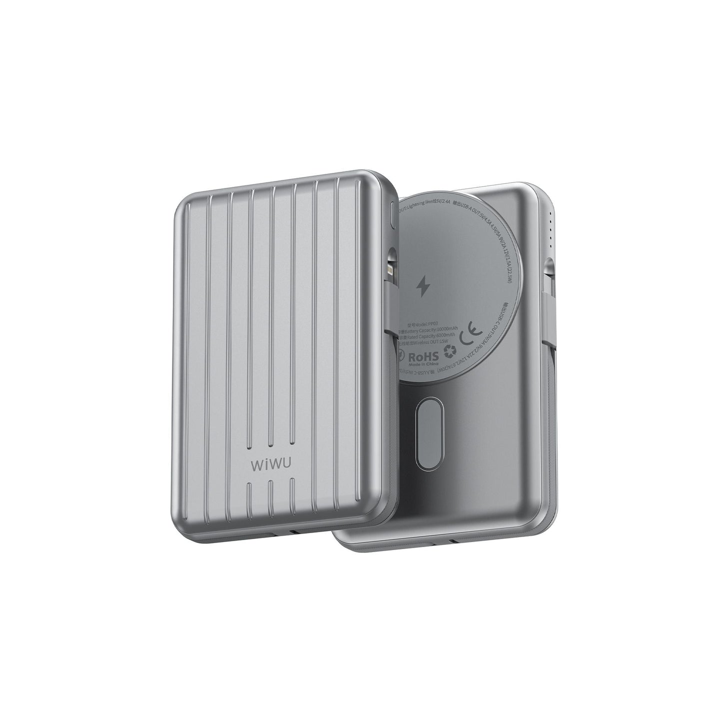 WiWU PP03 Trunk Magnetic Power Bank 10000mAh, Silver