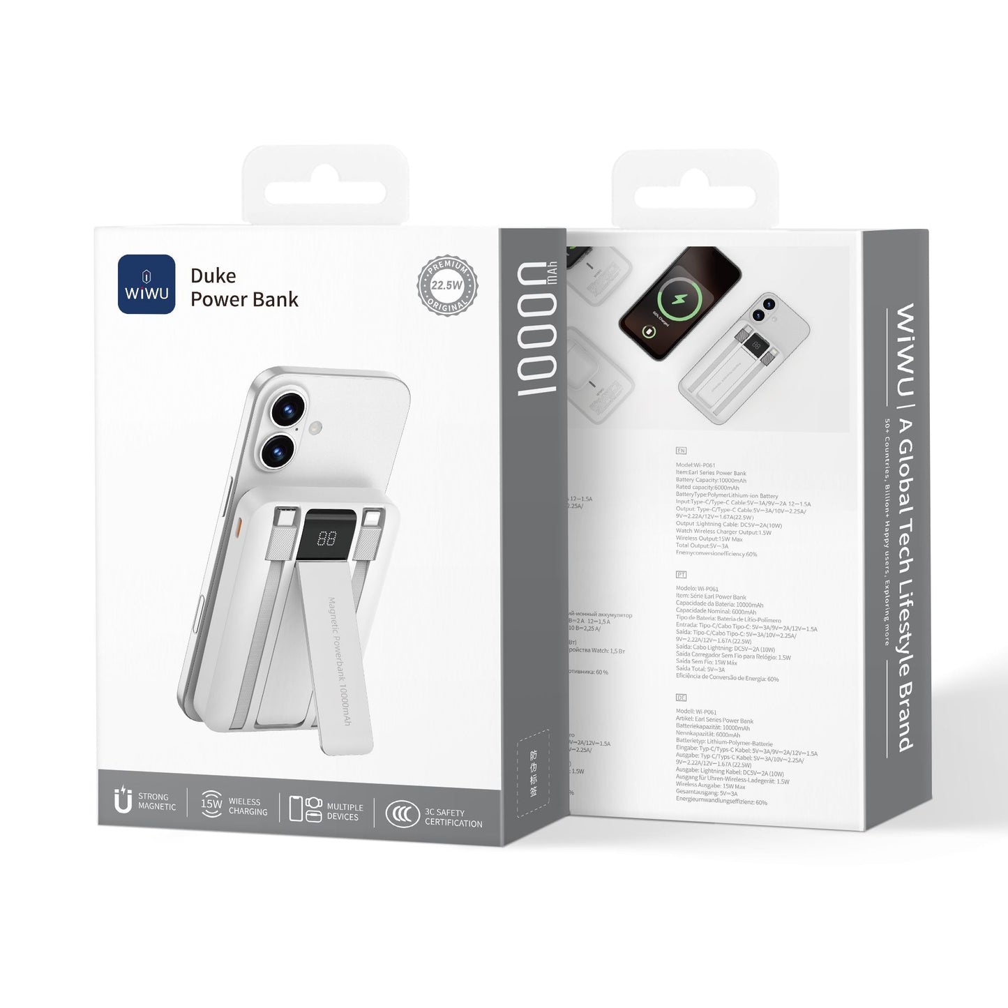 WiWU P061 Duke Power Bank 10000mAh, White