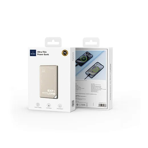 WiWU P019 Ultra-Thin Power Bank 5000mAh, Titanium Alloy‎