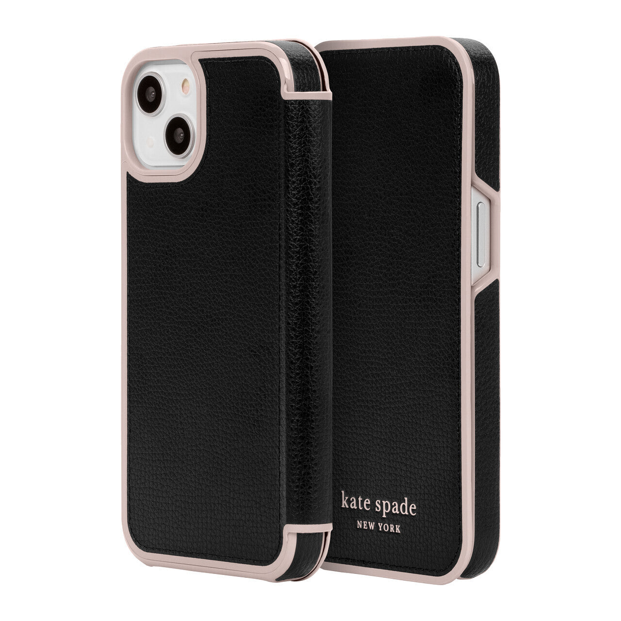 Kate Spade New York iPhone 13 Wrap, Black/Pale Vellum Bumper/Pale Vellum Logo