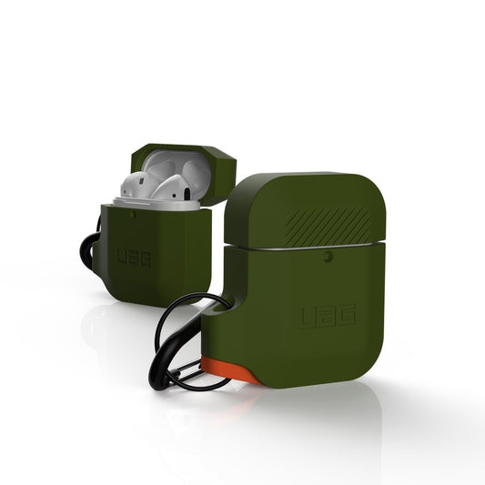 UAG AirPods 1/2 Water/Dust Resistant Silicone Case, Olive Drab/Orange