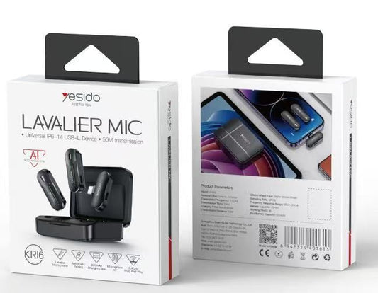 Yesido KR16 Lavalier Mic X2 Universal for iP16-14 Lightning Equipment