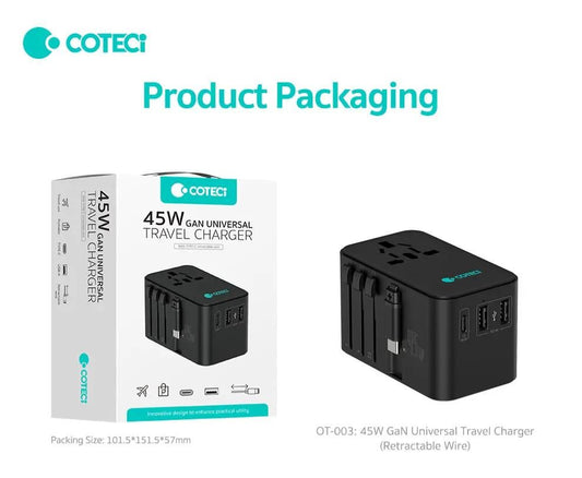 <p>COTECi OT3 GaN Universal Travel Charger 45W</p>