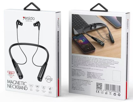 Yesido YSP22 Magnetic Neckband 80H, Black