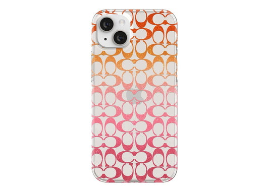 Coach iPhone 14 Plus Protective Case, Signature C Pink Ombre Glitter
